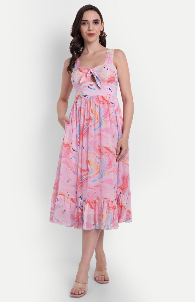 Marble Print Midi Dress