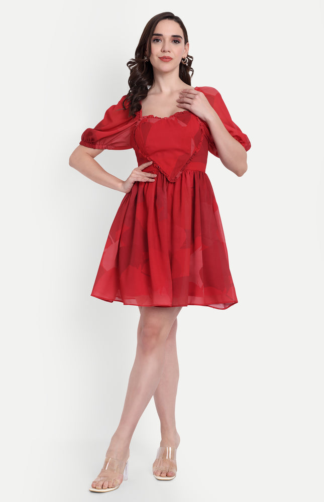 Puff Sleeve Mini Dress