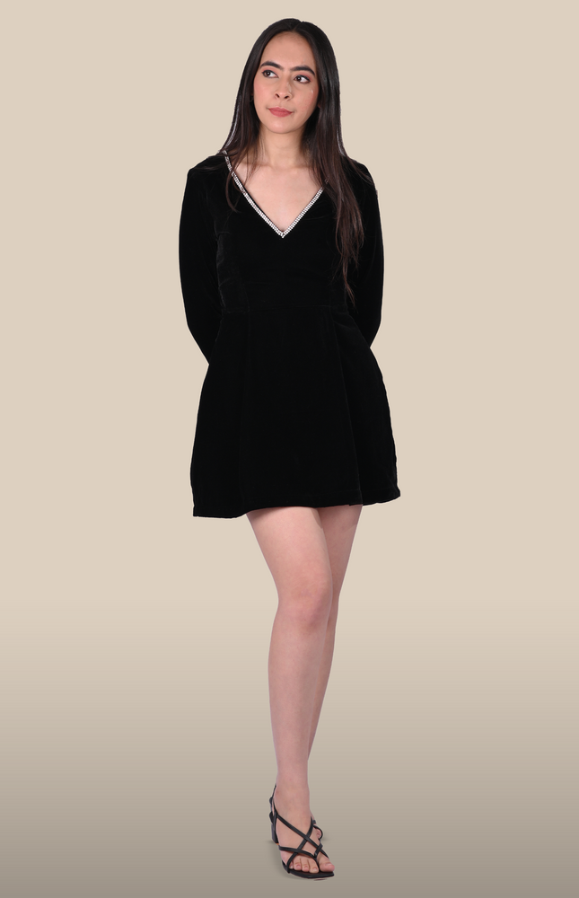 Black Velvet Mini Dress