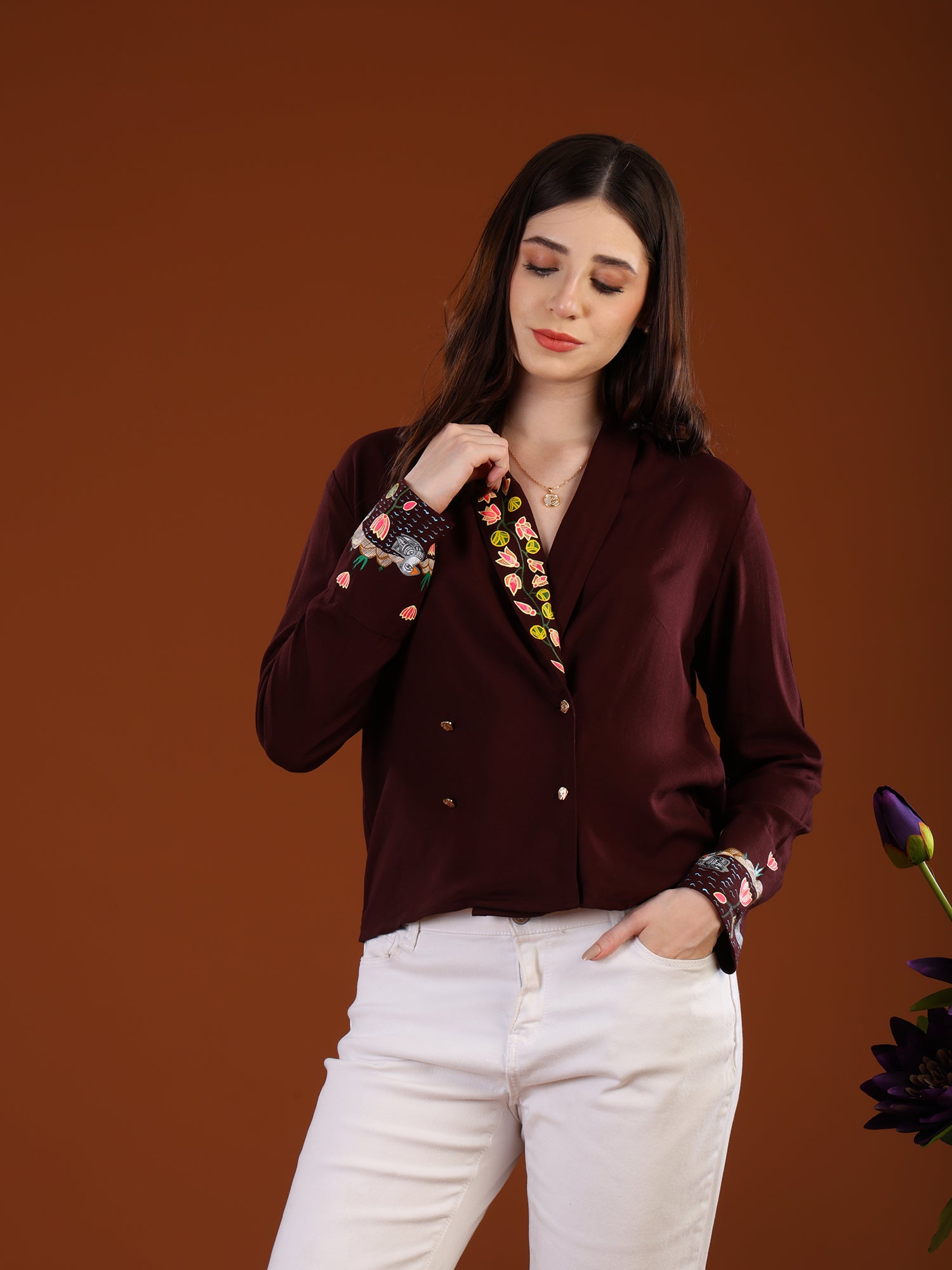 Madhubani Painted Collar Top