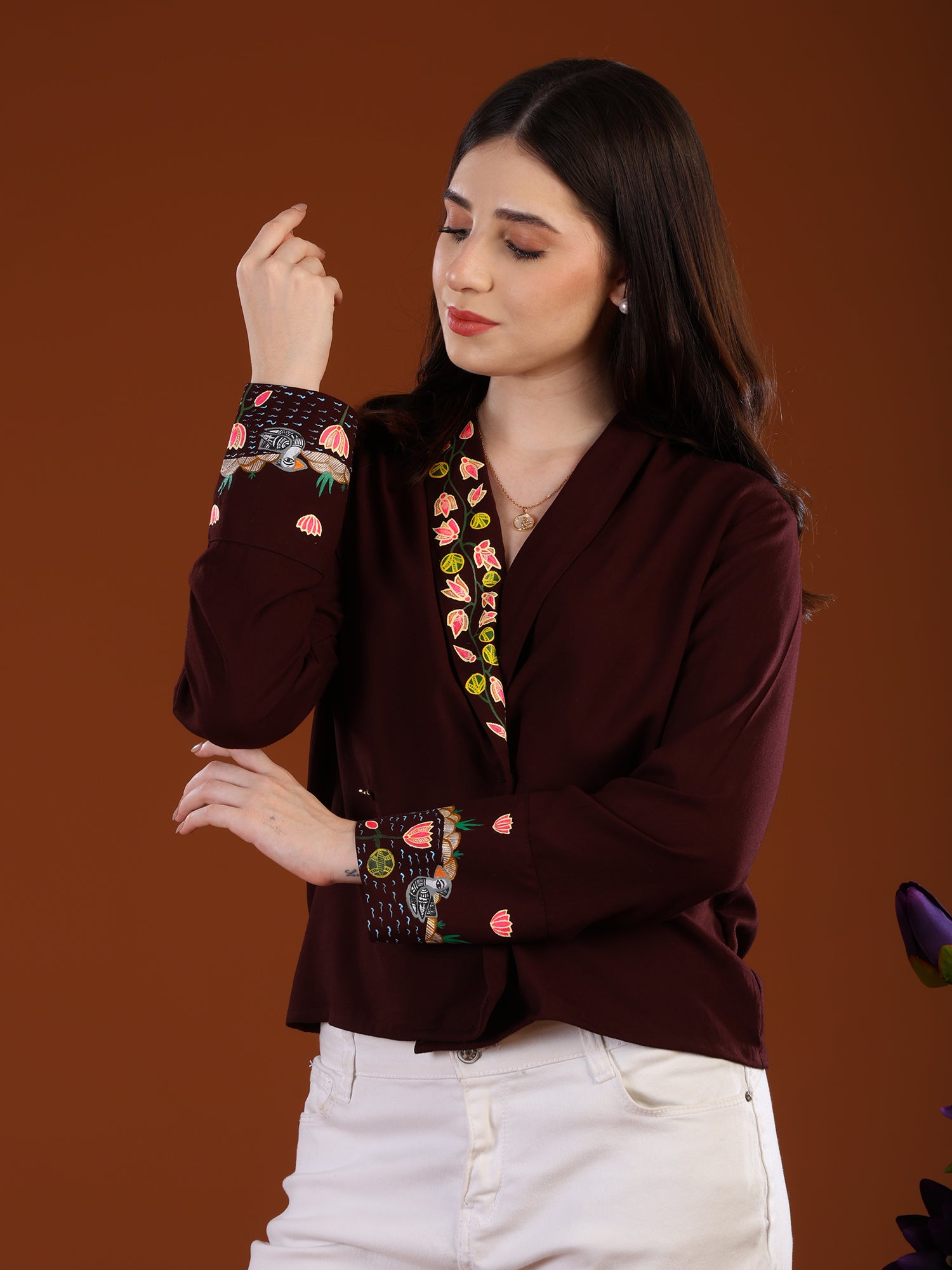 Madhubani Painted Collar Top