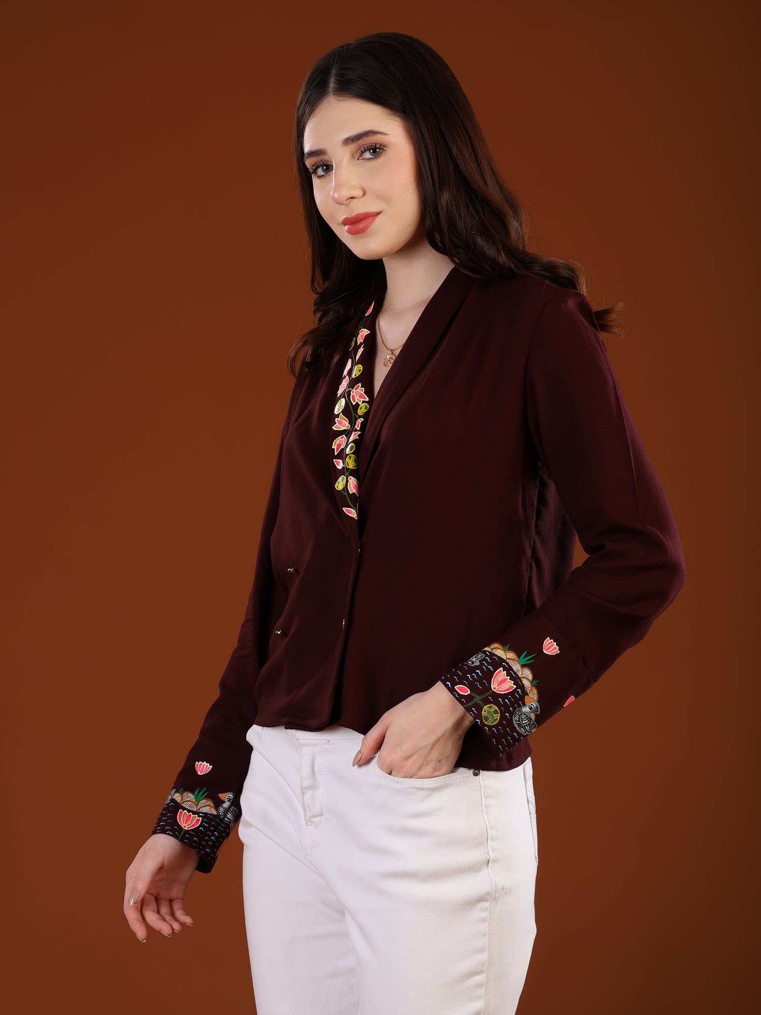 Madhubani Painted Collar Top