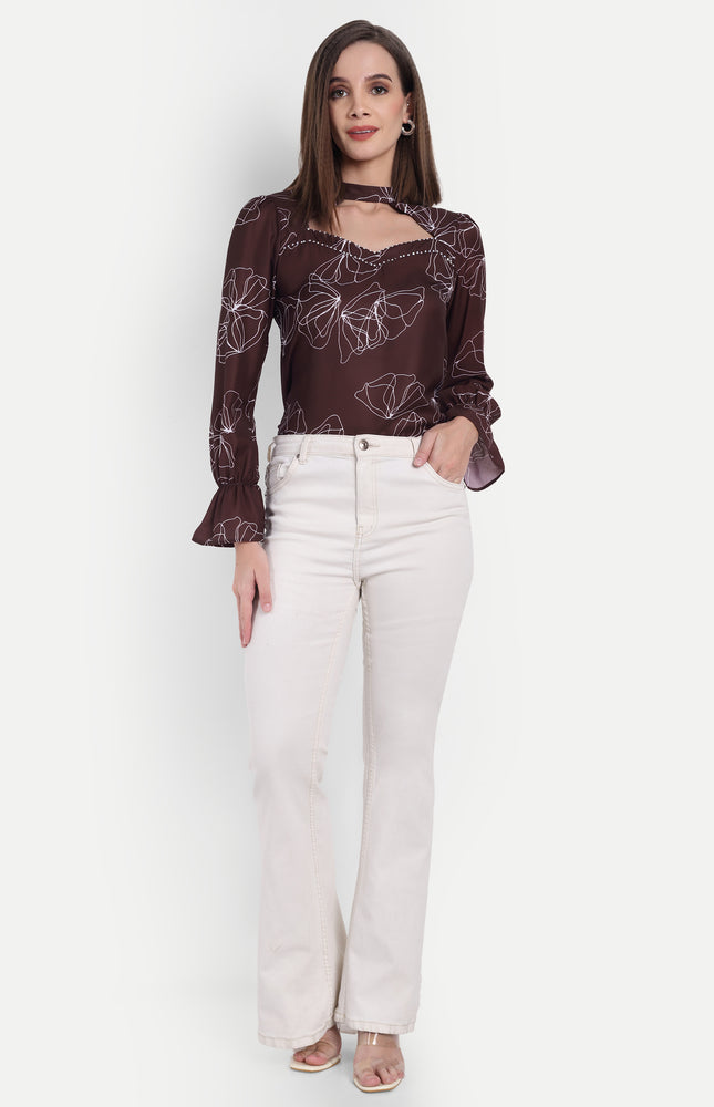 Printed Puff Sleeve Top