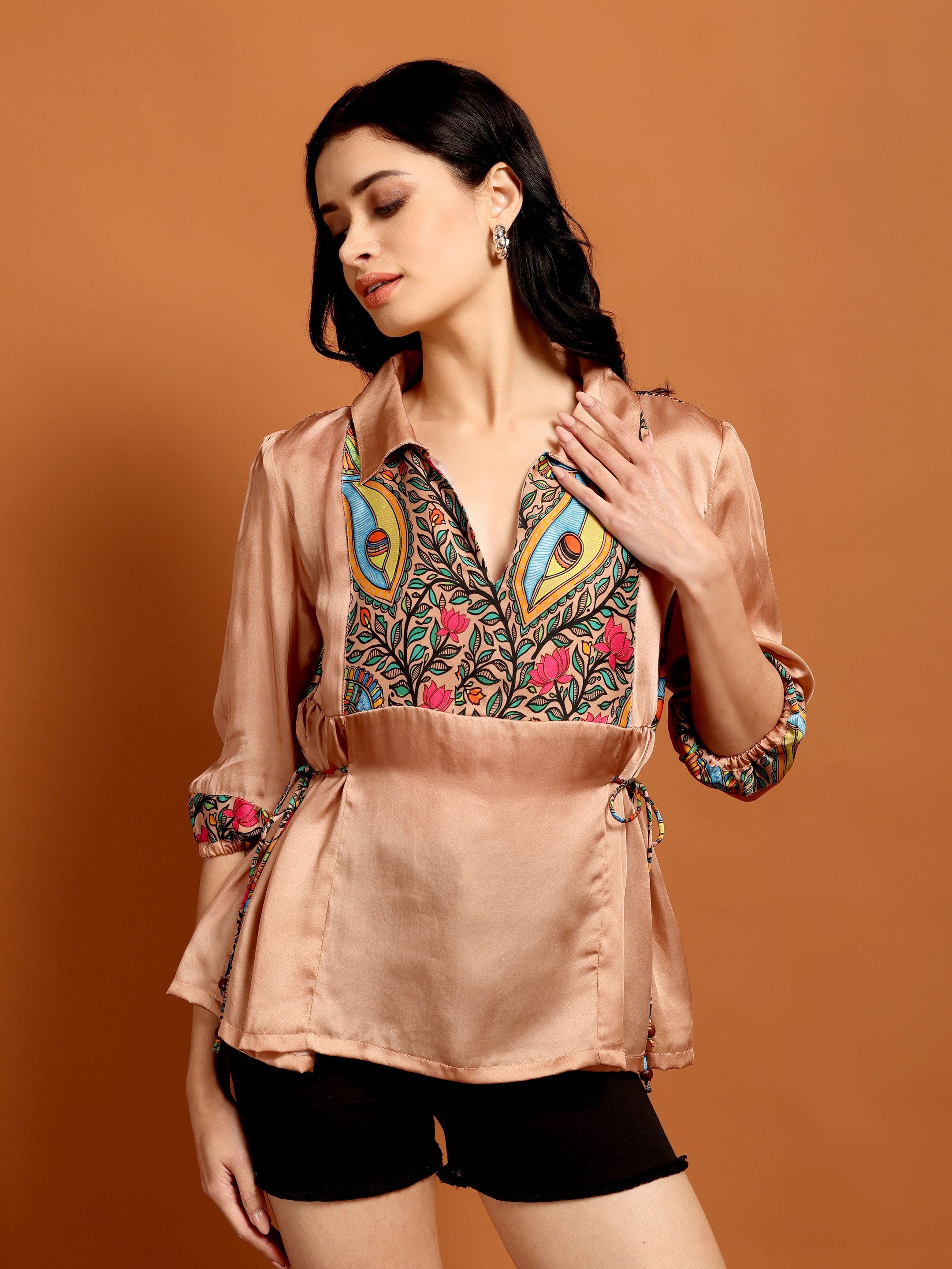 Madhubani Muse Satin Top