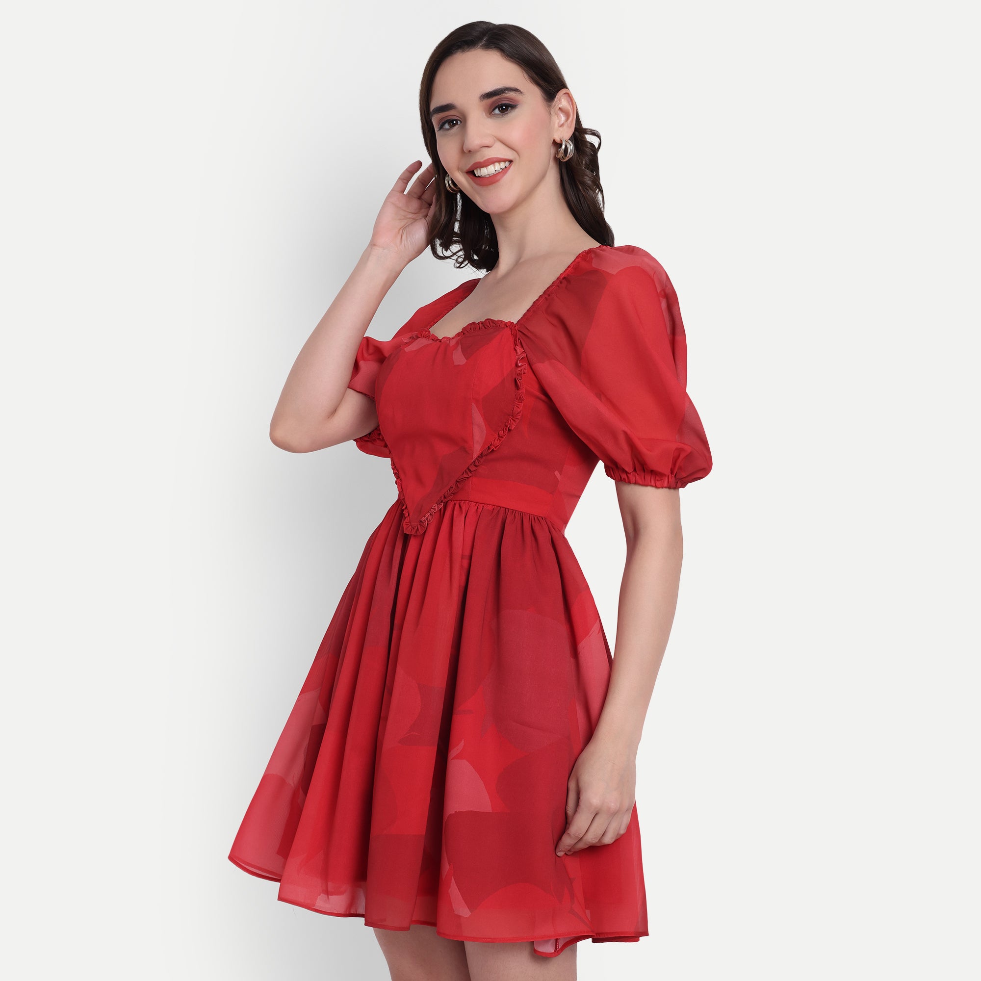 Puff Sleeve Mini Dress