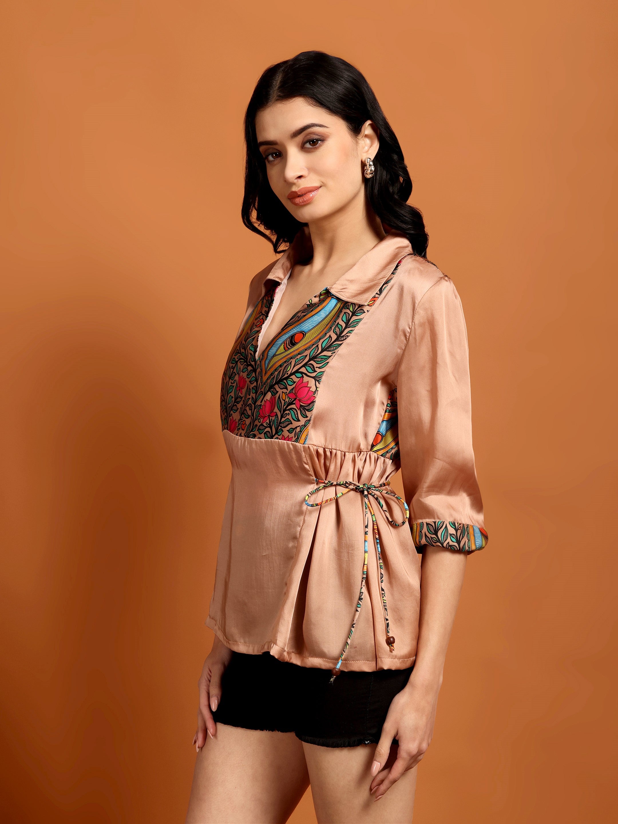 Madhubani Muse Satin Top