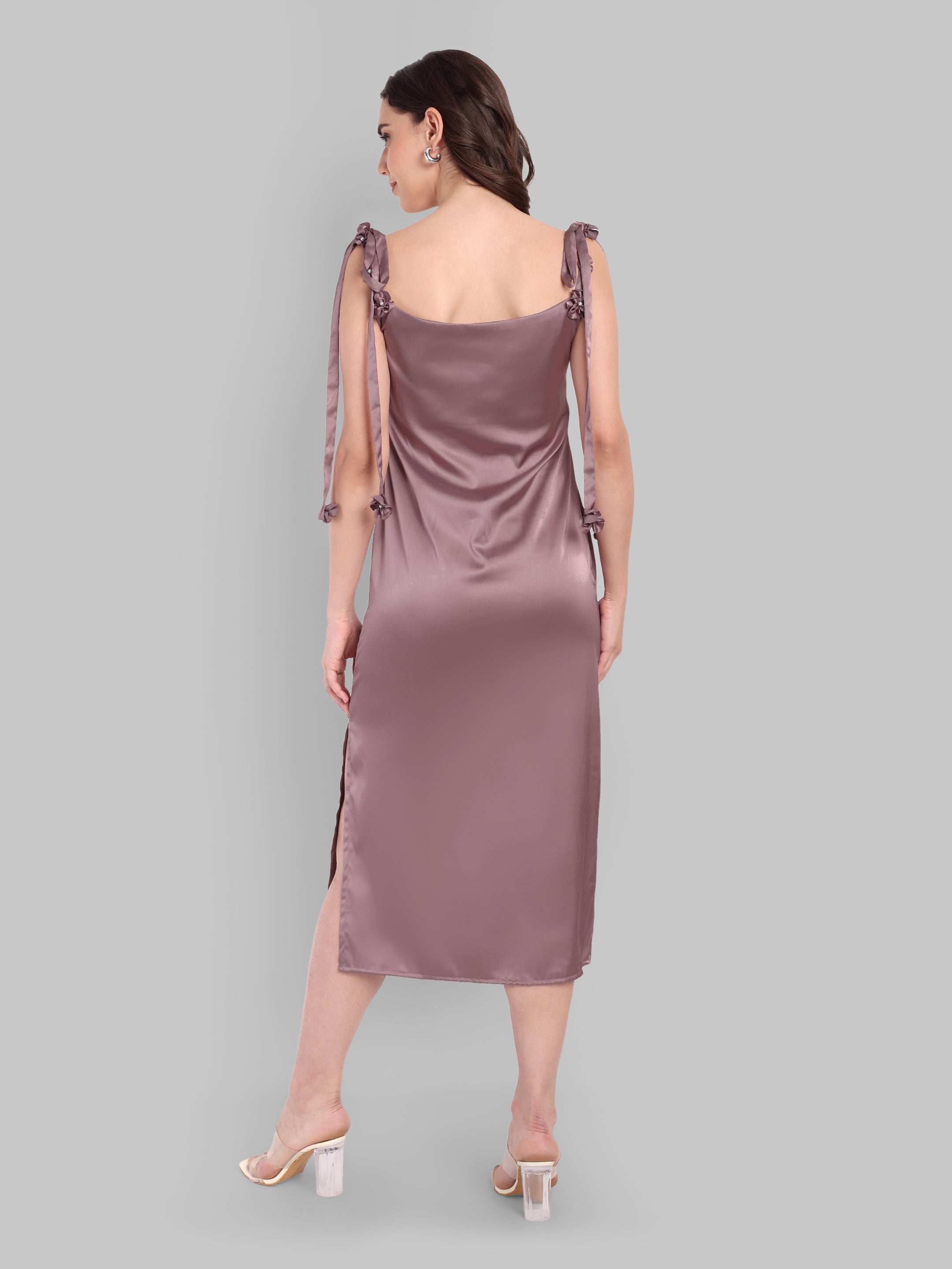 Soft Satin Floral Strap Dress