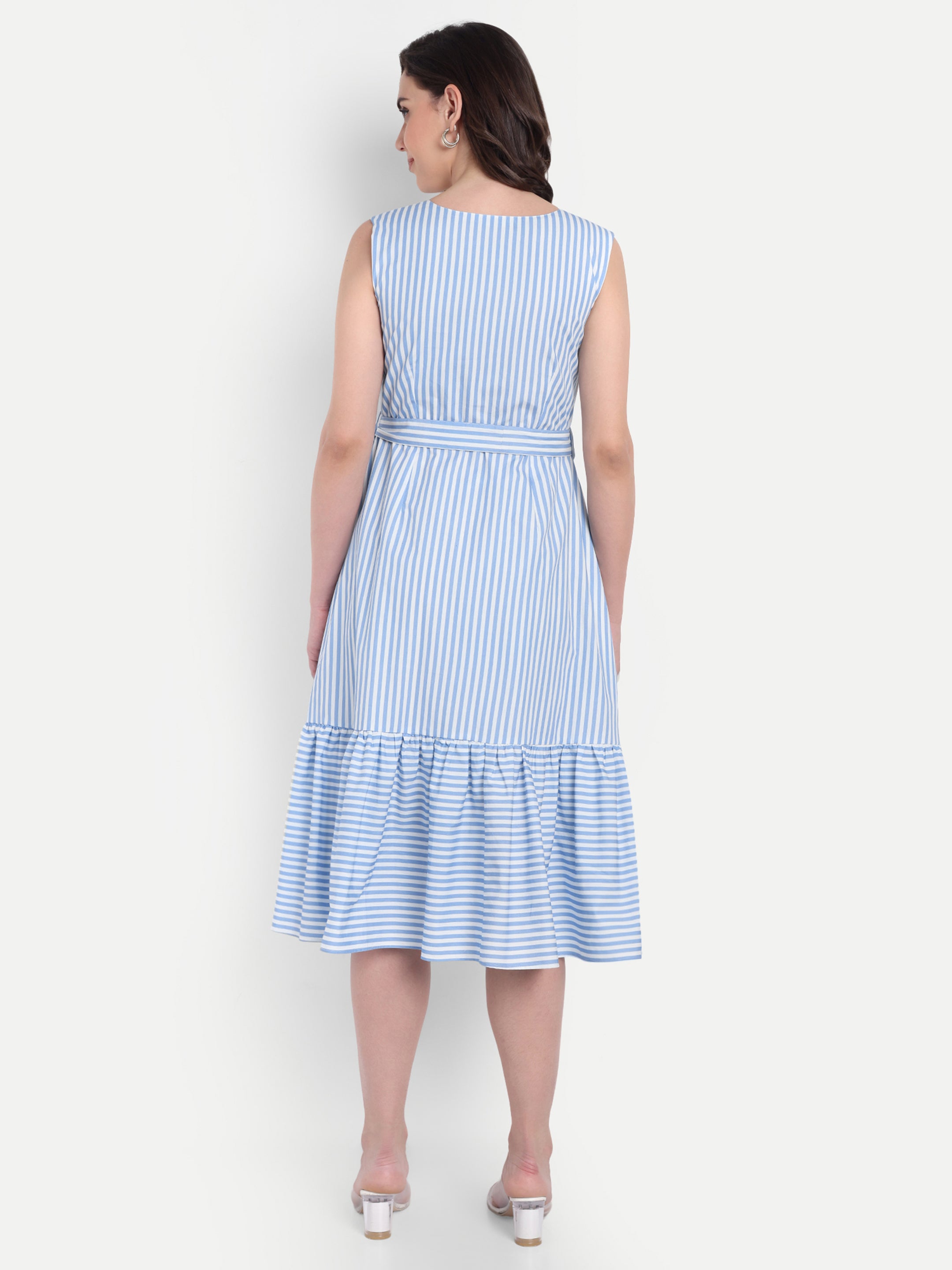 Striped & Flare Midi Dress