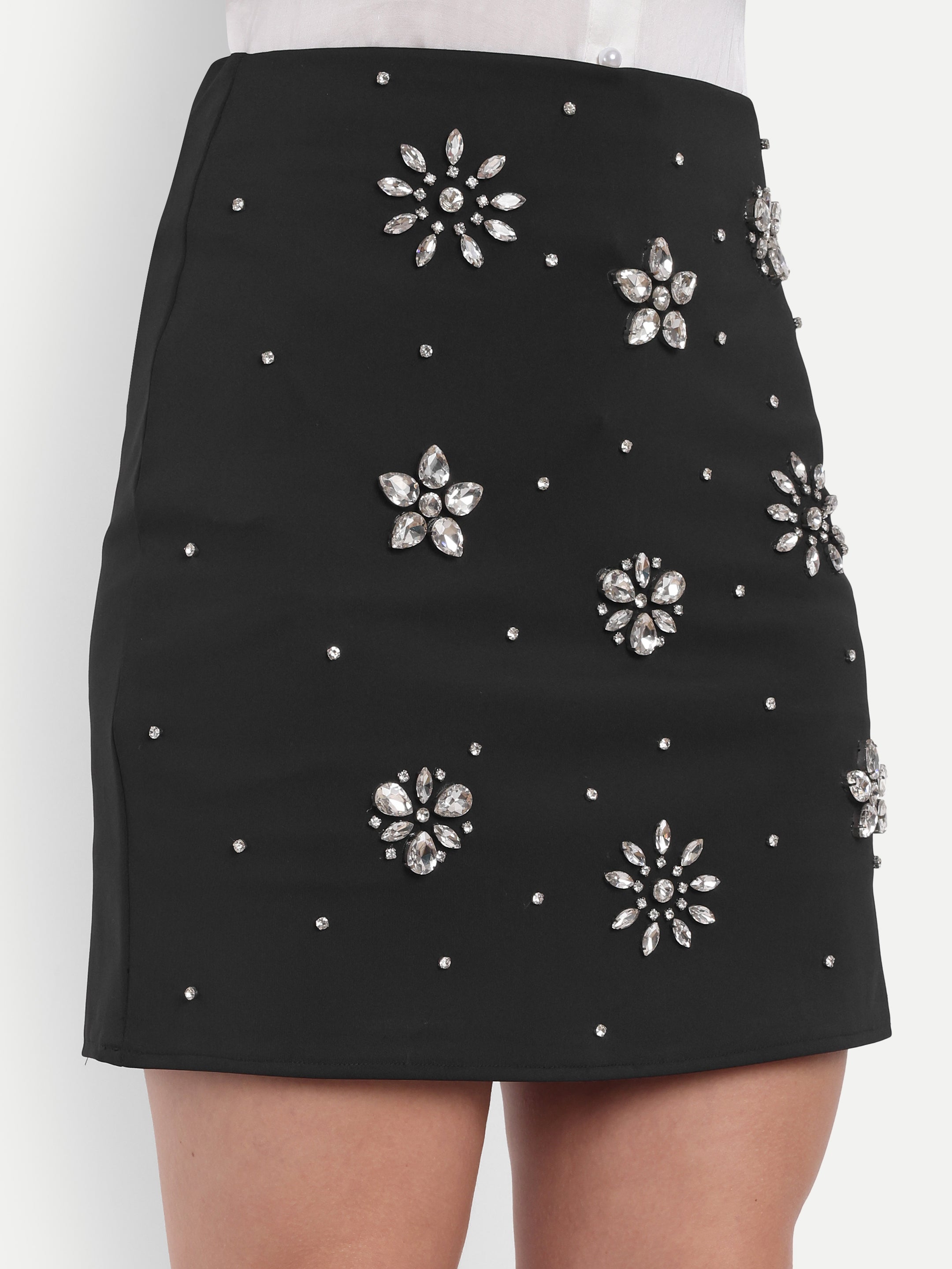 Embellished Lycra Mini Skirt