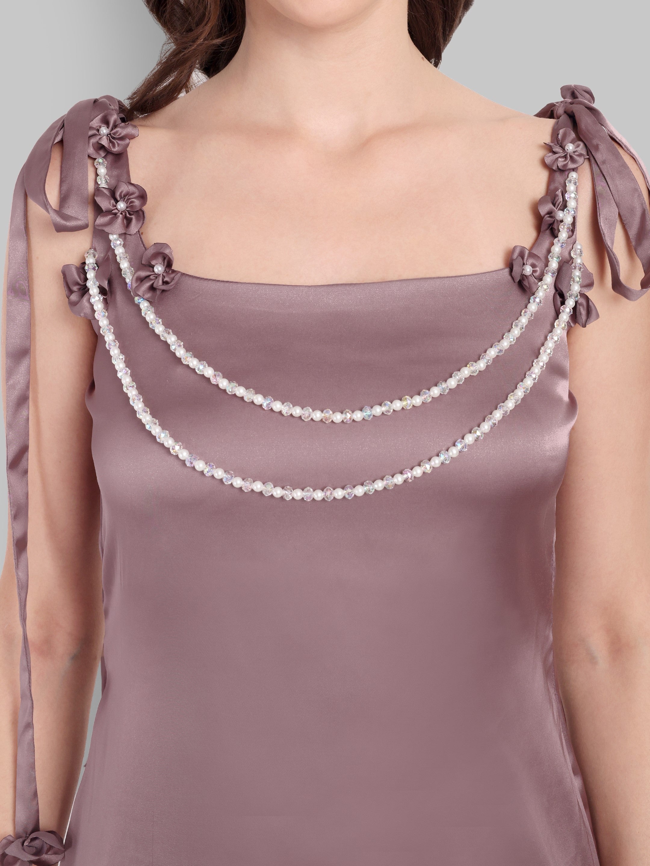 Soft Satin Floral Strap Dress