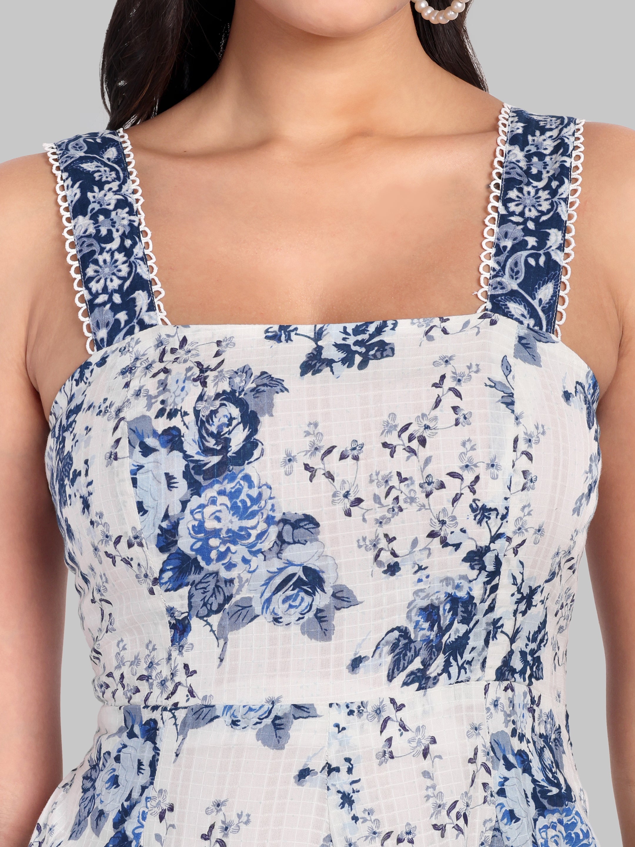 Floral Cotton Flare Midi Dress