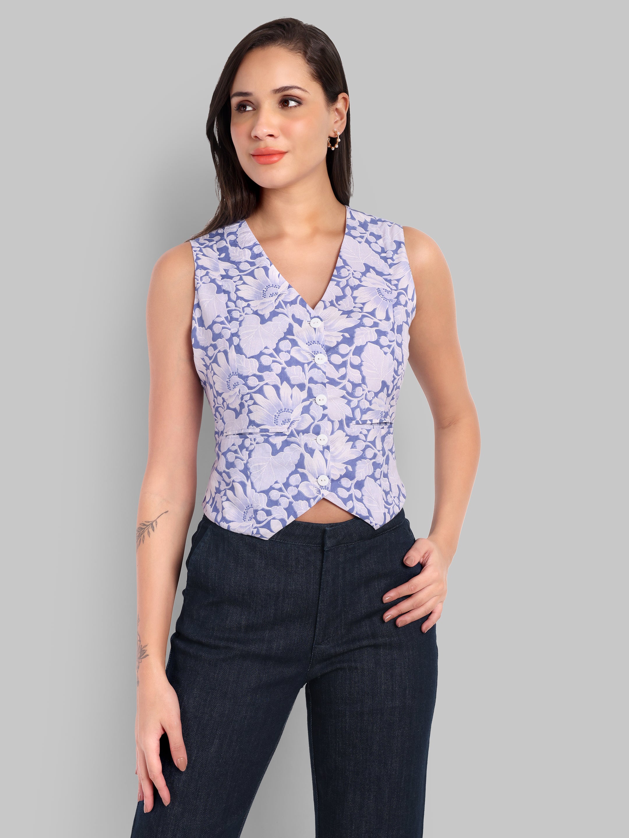 Jaipur Floral Button-Up Vest