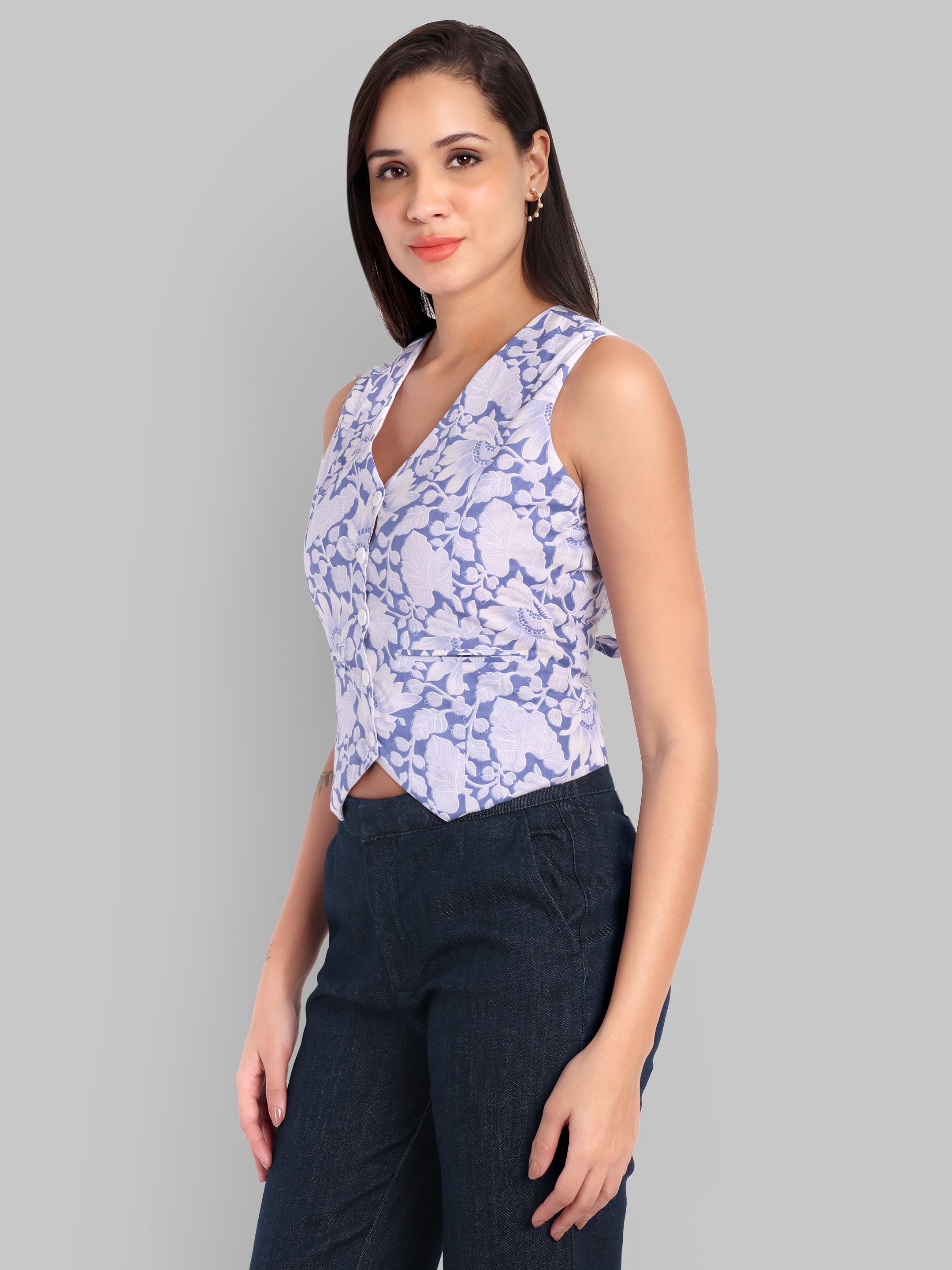 Jaipur Floral Button-Up Vest