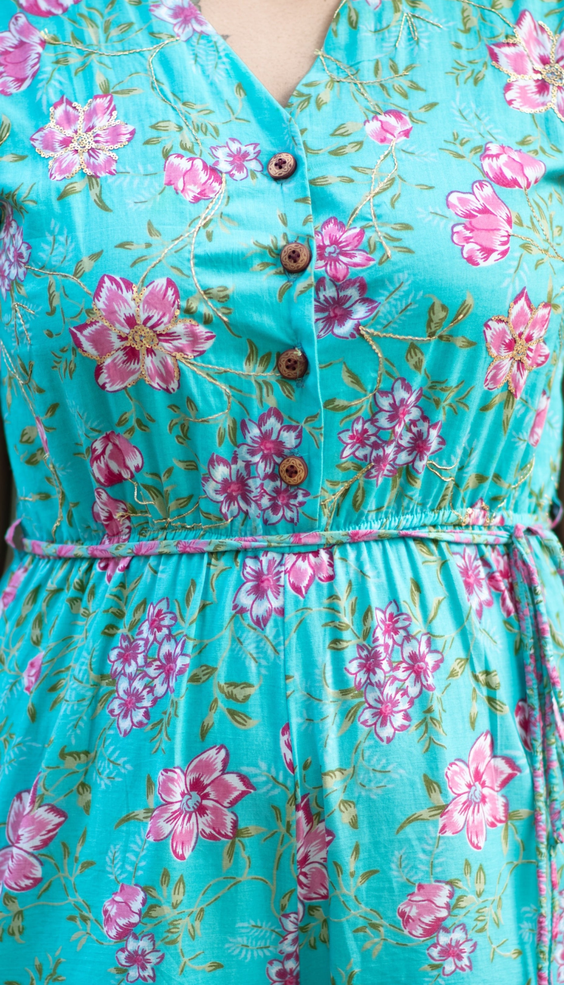 Jaipur Floral Sea Green Jumpsuit
