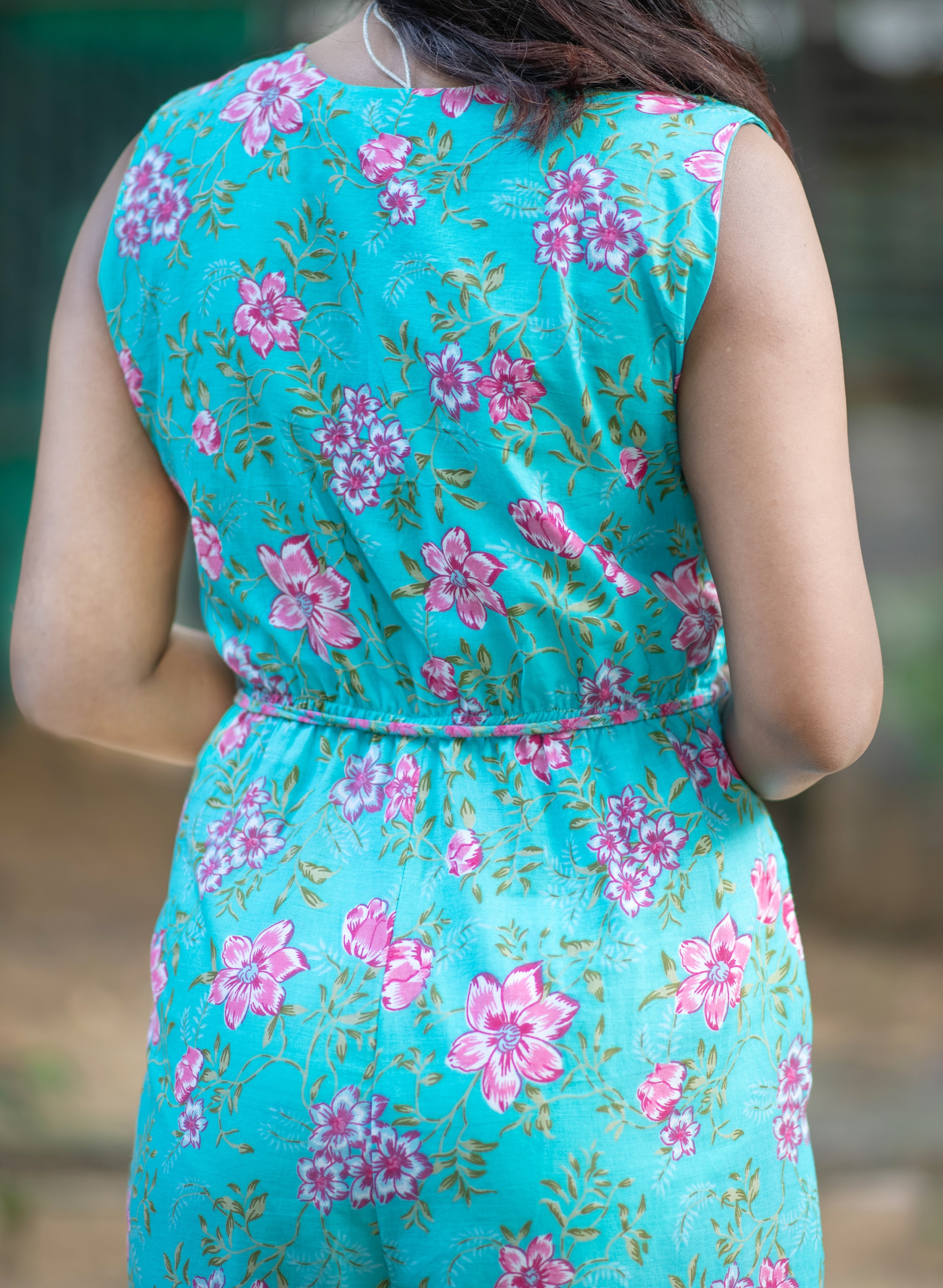 Jaipur Floral Sea Green Jumpsuit