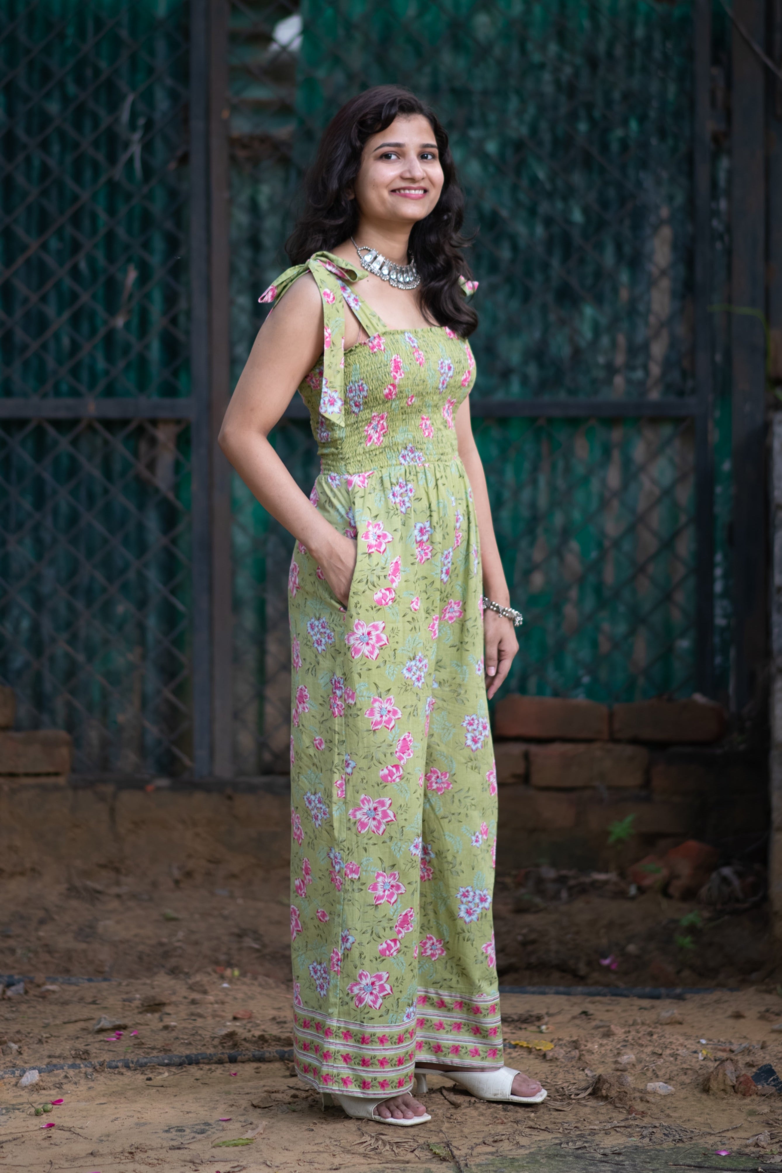 Jaipur Floral Green Jumpsuit