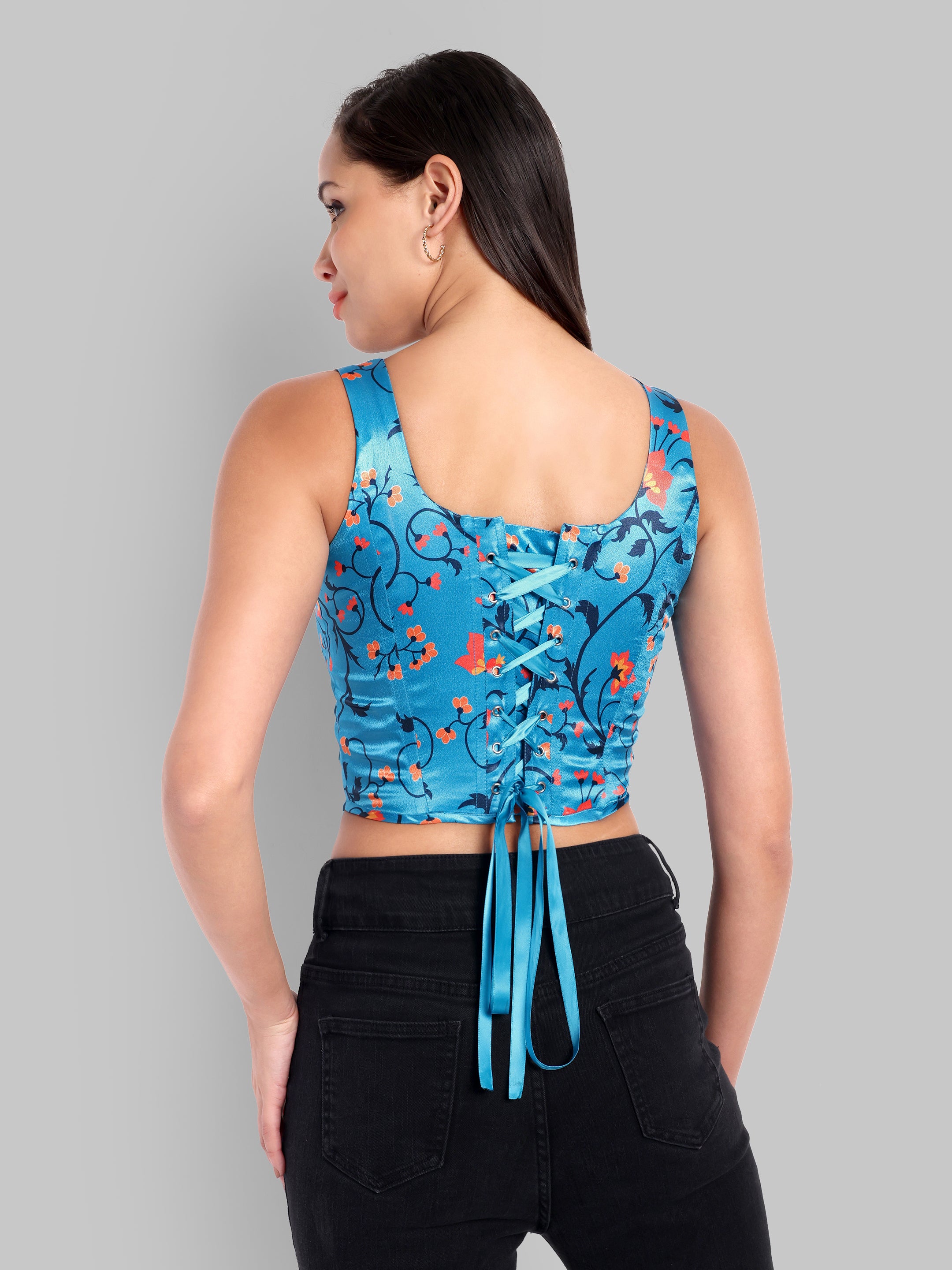 Silk Indian Print Corset Top