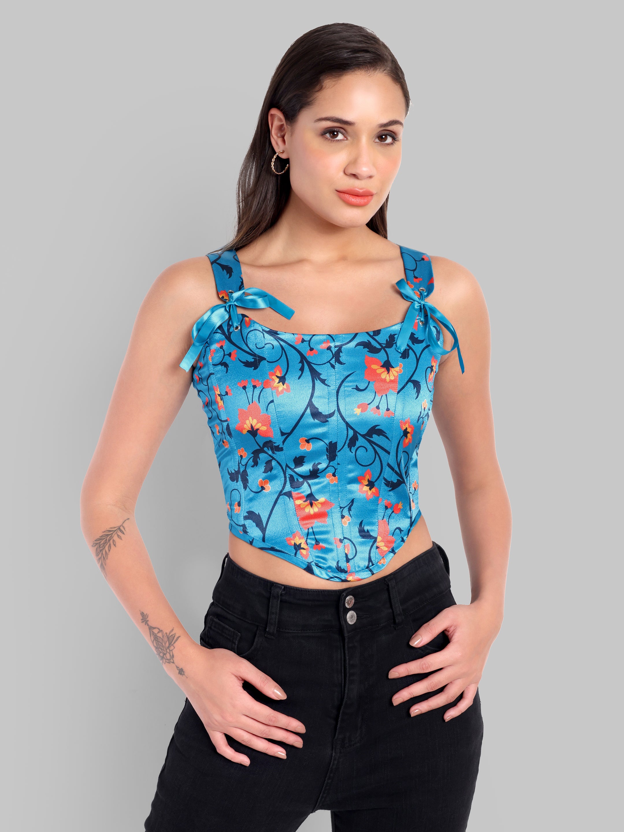 Silk Indian Print Corset Top