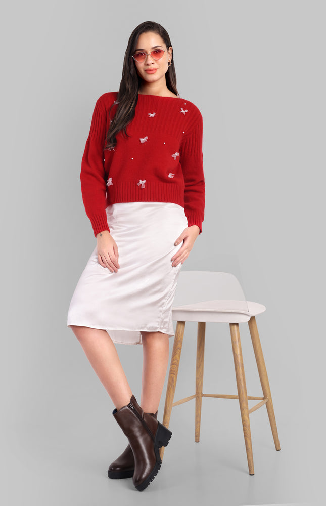 The Pearl & Ribbon Scarlet Knit