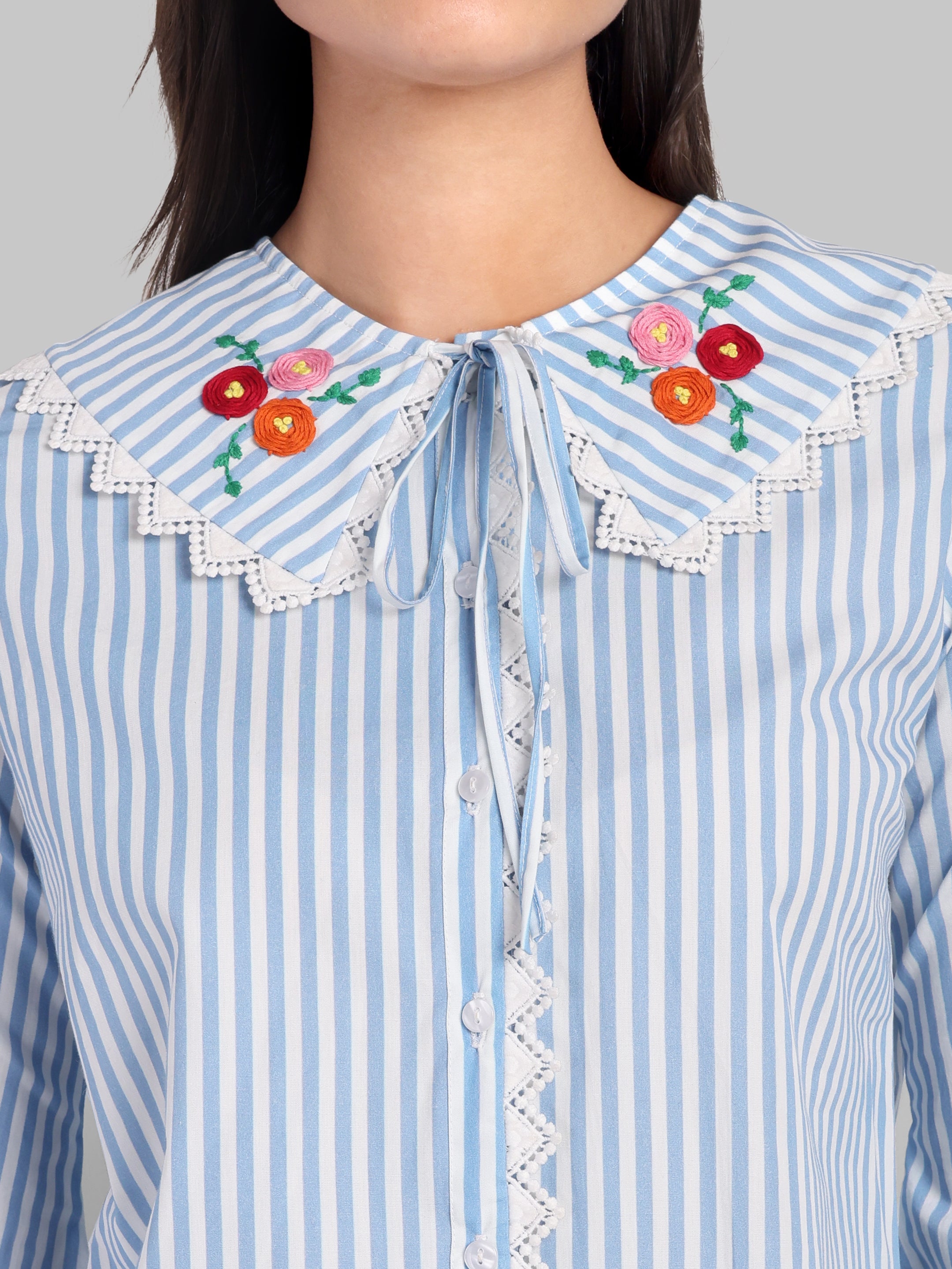The Lace-Trim Statement Collar Shirt