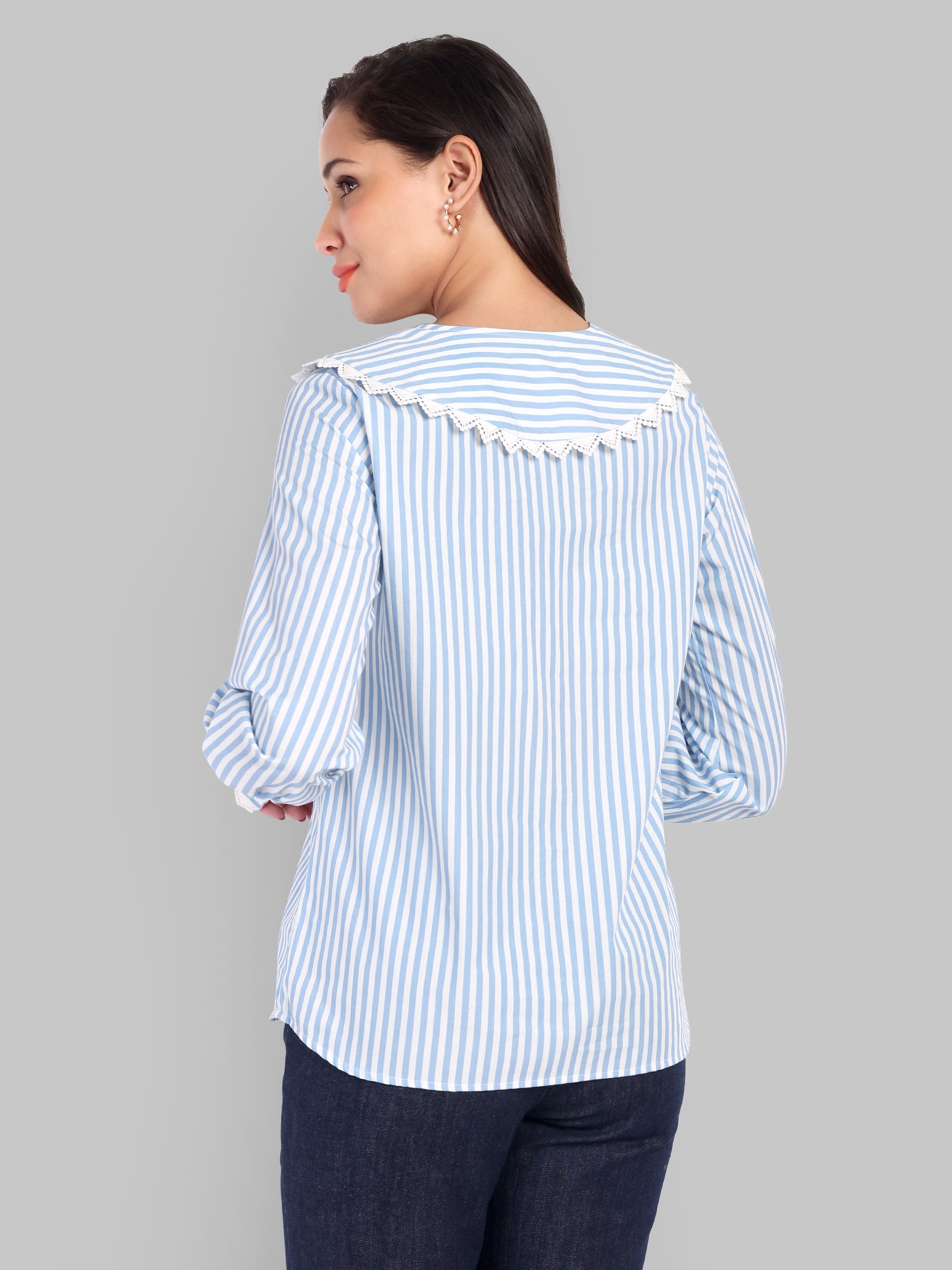 The Lace-Trim Statement Collar Shirt